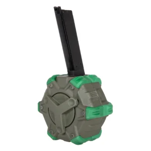 Gas drum magazine voor 1911 WE replica’s in groene uitvoering.